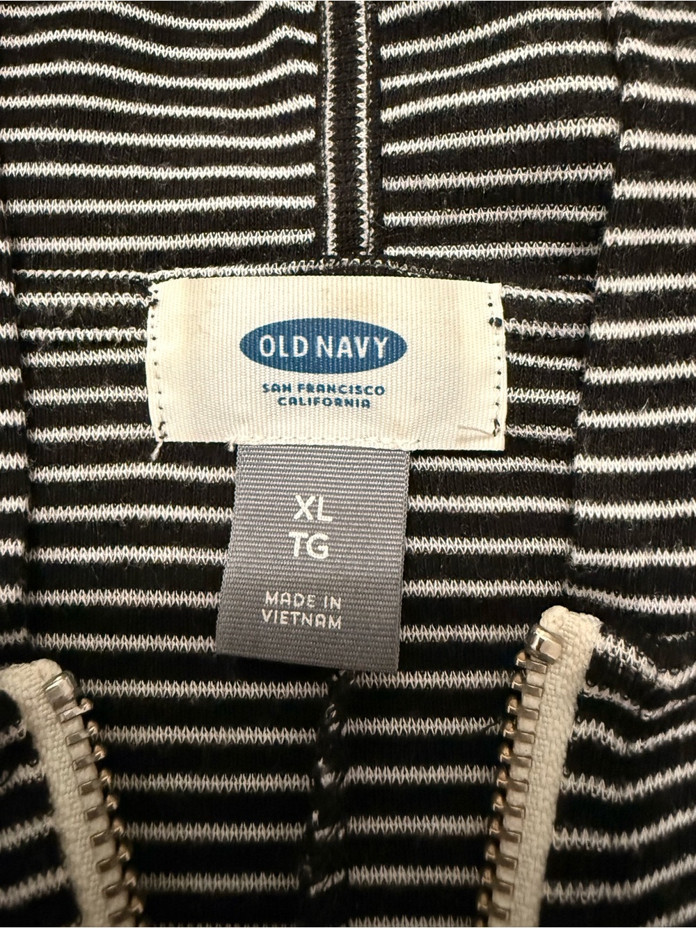 Old Navy Black & White Striped Zip Up Hoodie - Picture 3 of 5